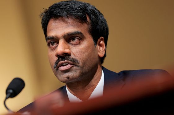 Madhu Gottumukkala, acting director of the Cybersecurity and Infrastructure Security Agency, testifies during the DHS oversight hearing in the Cannon House office building on January 21, 2026 in Washington, DC.