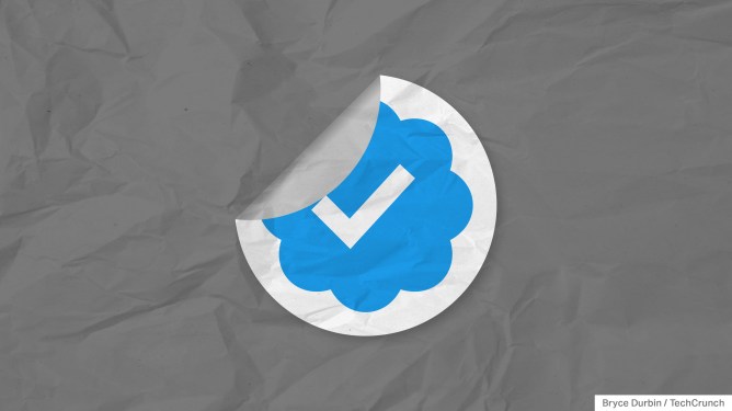 An illustration of the verified blue checkmark being peeled away