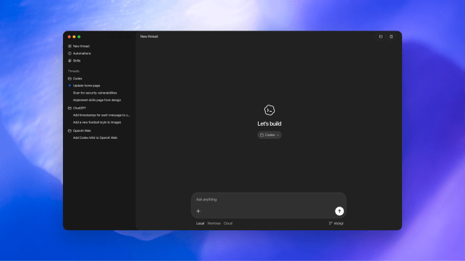 A screenshot of the Codex app
