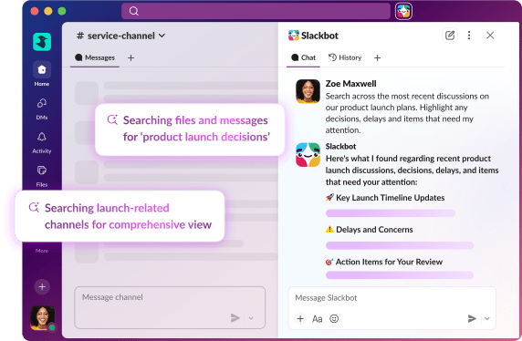Image of a user prompting the new Slackbot interface.